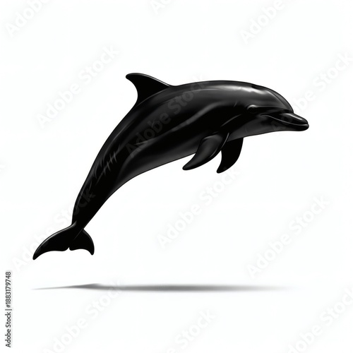 Dolphin Silhouette Isolated on White Background