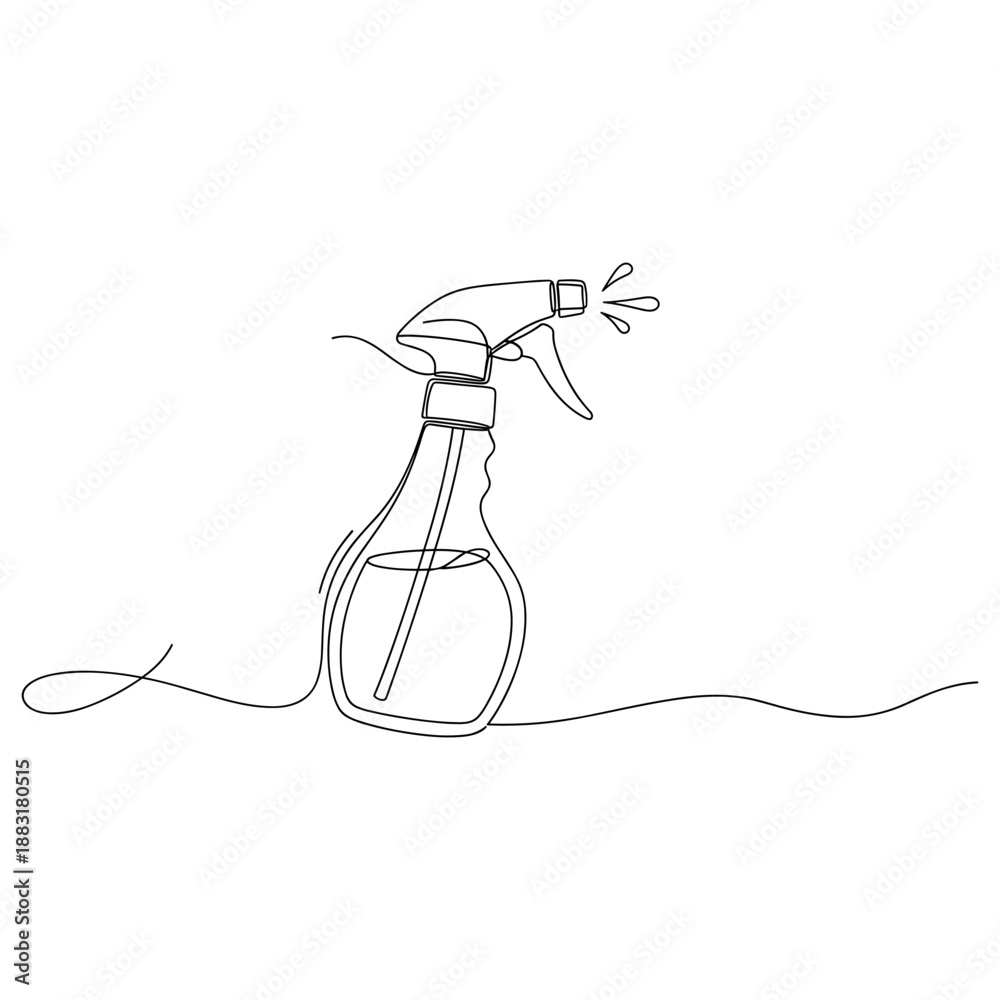 Obraz premium Single-line drawing of spray bottle dispensing liquid. No editable strokes