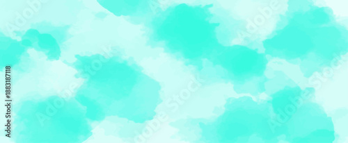 Vibrant turquoise and aqua blue watercolor texture abstract background with soft brush strokes