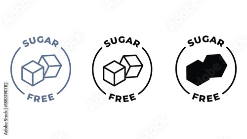 Three sugar free logos with different designs on a white background