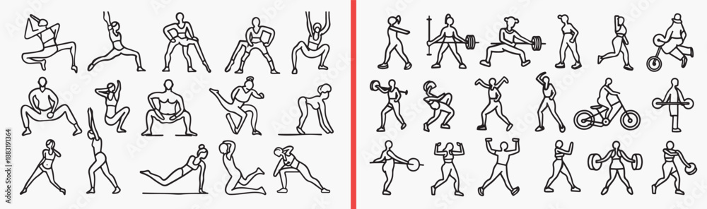 Fototapeta premium People Daily Activity Routine Illustration Set, Hand Drawn Lifestyle Scene Sketch Art Design, Everyday Life Doodle Character Vector Clipart, Human Activity Drawing Bundle Graphics Stock, Daily Routine
