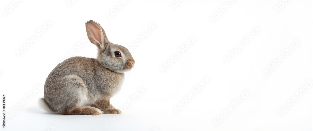 Obraz premium White background with a grey rabbit