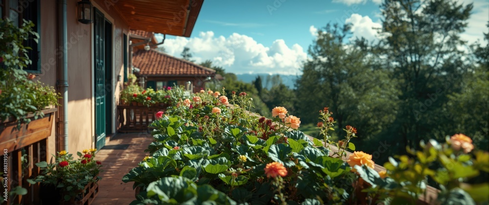 Obraz premium Lush garden bed on the balcony