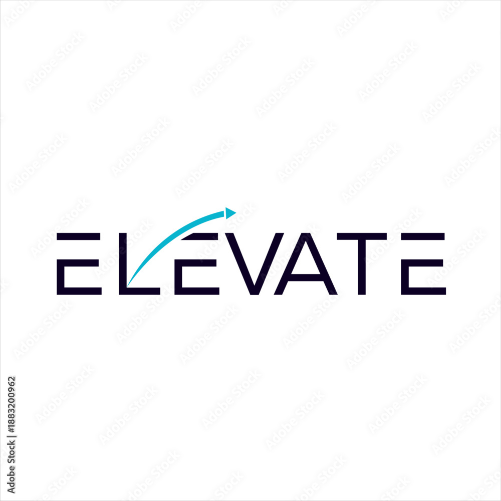Obraz premium Elevate wordmark logo with upward arrow design element.