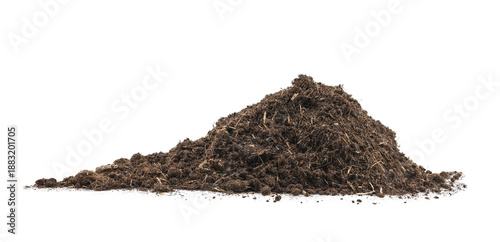 Photography pile peat moss soil isolated on a white background
