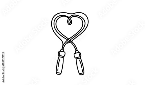 Minimal Jump Rope Home Fitness Illustration Hand Drawn Flat Black Cardio Vector Design
