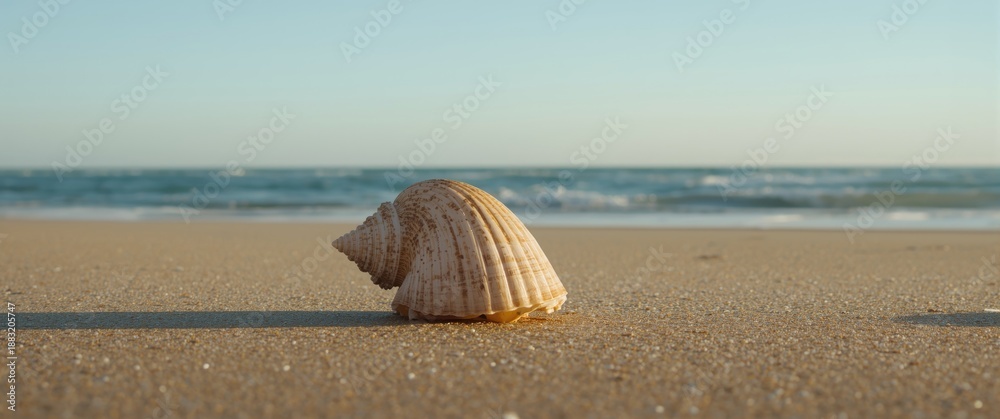 Obraz premium Sand with seashell and ample space for personalization