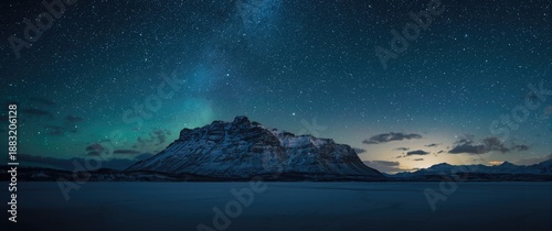 Stars illuminating the mountain sky at night