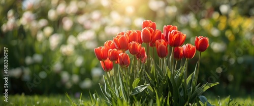 Vibrant red flowers blooming in the garden