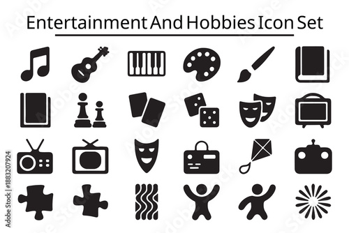 Entertainment and hobbies icon set