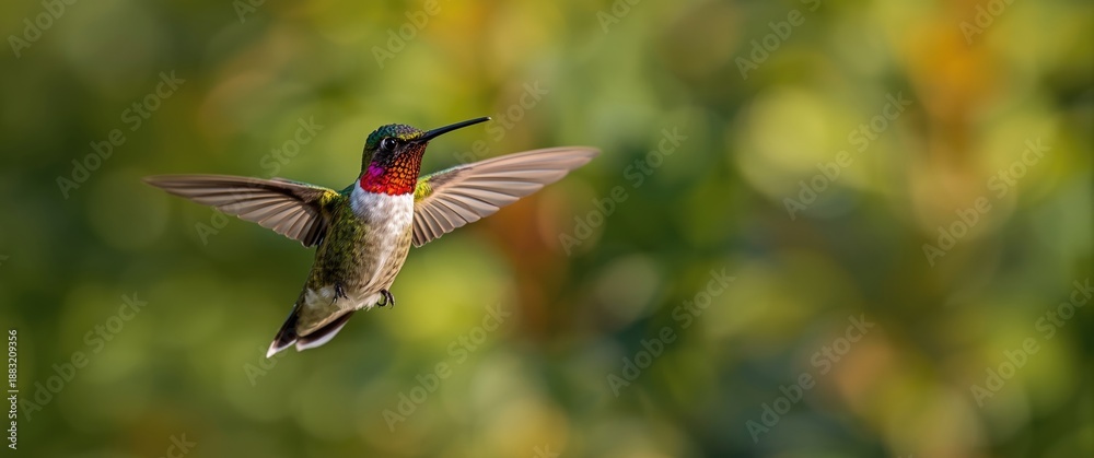 Fototapeta premium One Wing Spread of Anna's Hummingbird