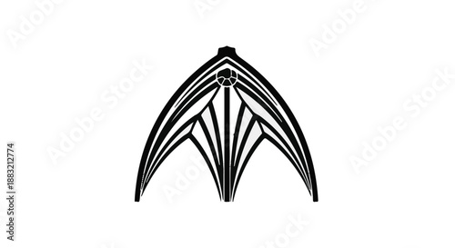 Elegant abstract geometric symbol with symmetrical lines and a central emblem