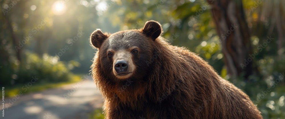 Fototapeta premium Zoo scene featuring a close-up of a Sloth bear