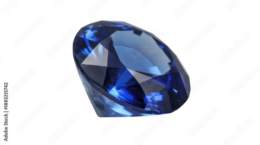 Fototapeta premium Blue gemstone isolated faceted isolated on a transparent background