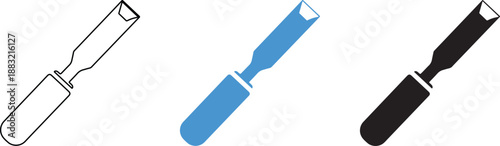 Three Chisels in Different Colors Isolated on Transparent Background