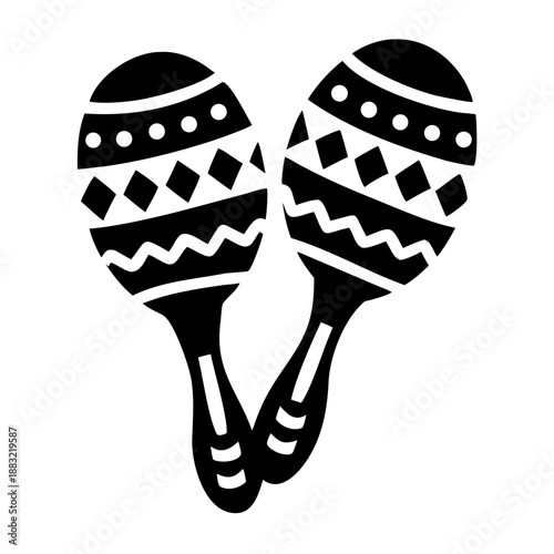 maracas shaking rhythmic patterns icon silhouette illustration for music and percussion design 