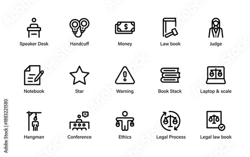 High quality law enforcement visuals featuring legal protection, court decisions, investigation flow and public safety