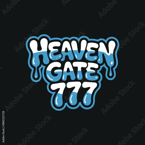 Heaven gate with dripping blue liquid effect, representing an entrance or portal