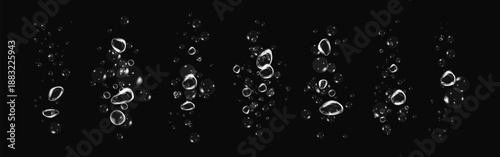 Set of clean water bubbles with soap foam effect.