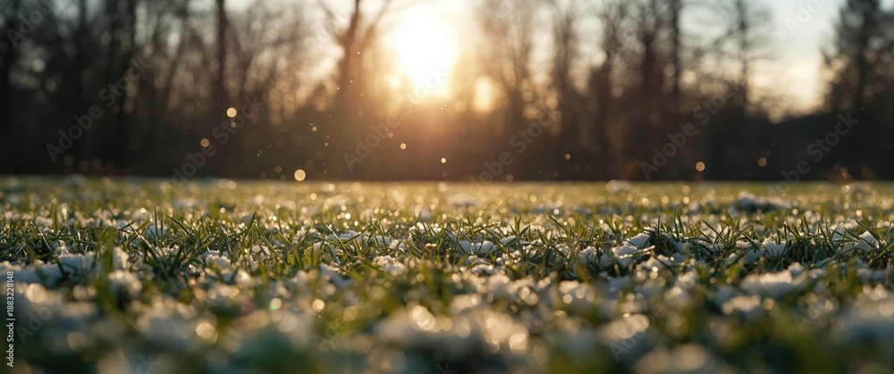 Naklejka premium Final winter snow as spring approaches, signaling seasonal transition