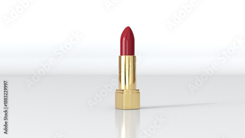 single golden tube lipstick, emphasizing quality in everyday cosmetics, natural makeup and sustainable fashion choices, makeup product, 3d render