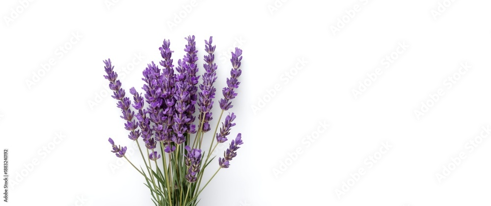 Obraz premium Closeup shot of multiple lavender flowers on a plain white background