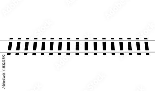 Flat Railway Track Vector Icon with Rails and Sleepers for Transport and Train Design