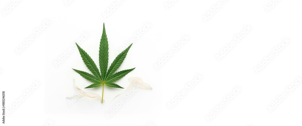 Obraz premium Marijuana leaf detailed shot against a white background