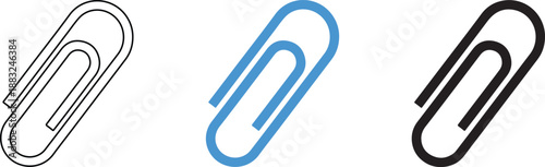 Set of Three Paper Clips in Black Blue and Silver Colors