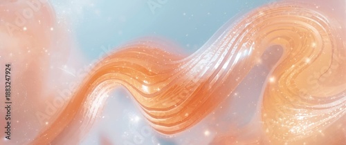 Pastel orange with wavy blu...