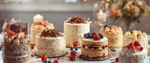 Assorted cakes featuring cr...