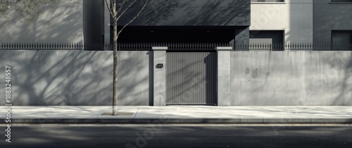 Gray plaster fence featurin...