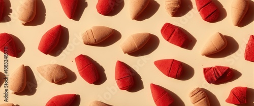 Beige and red makeup sponge...