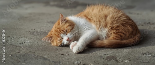 Feline sleeping on cement s...