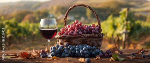 Autumn vineyard setting wit...