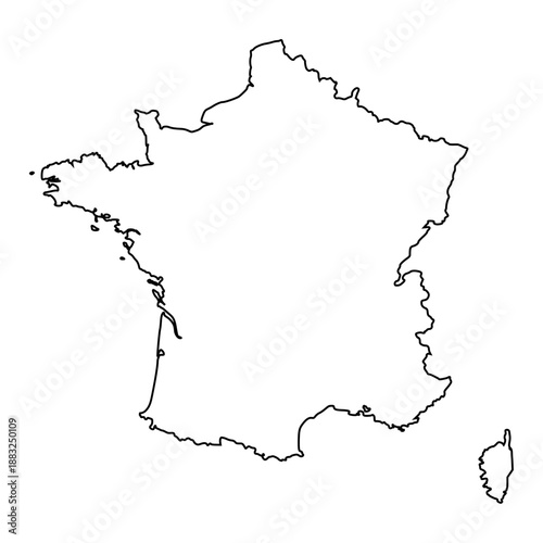 France outline map. France map vector. Map of France on white background