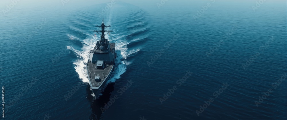 Fototapeta premium Overview of a contemporary warship's exterior features