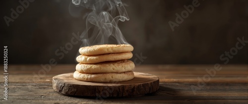 Wooden board with pita brea...