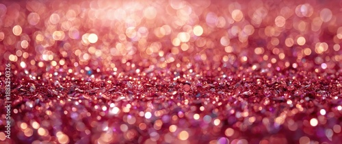 Close-up of gold pink nuggets sparkling carpet showcasing macro details with shallow depth of field