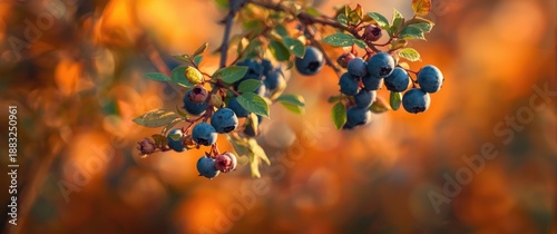 Bush with blue berries and ...