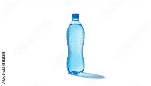 Single blue water bottle on...
