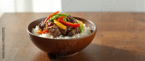 Beef stir-fry featuring vib...