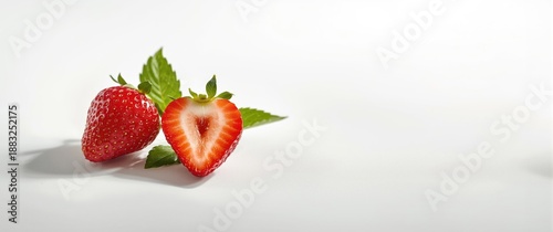 Juicy strawberries, whole a...