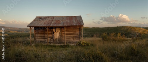 Crumbling Wooden Cabin Situ...