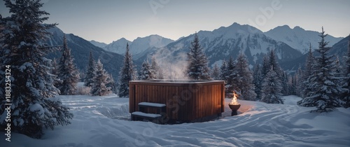Relax in a warm wooden hot ...