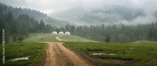 Winding dirt road leading t...