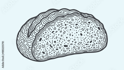 Artistic illustration of a bread slice, showing texture and detail.
