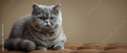 Grey Scottish fold cat rest...