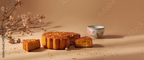 Moon cake Chinese pastry, c...