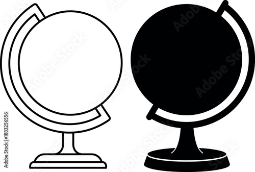 Desk World Globe Icons for Education and Global Navigation